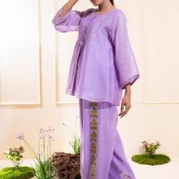 The White Tree Studio Floral Printed Round Neck Top With Trousers image 4