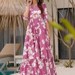 GADHESARIYA Women Cotton Printed A-Line Dresses image 1