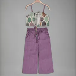 IRSIA Girls Printed Crop Top and Palazzo Pant Set With Pocket And Lace image 4