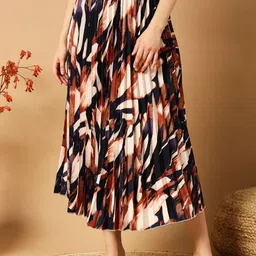 OTABU Abstract Printed A-Line Legging Midi Skirts-picture-10