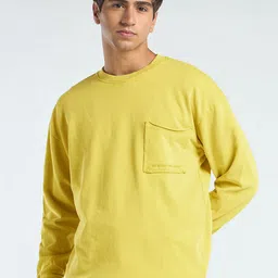 Bewakoof Men Yellow Applique Oversized Sweatshirt-picture-16