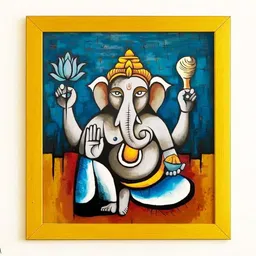 Sassyco Blue & Yellow MDF Religious Wall Paintings-picture-32