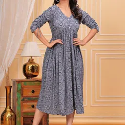 INAVISH Ethnic Motifs Print Fit & Flare Midi Dress image 4
