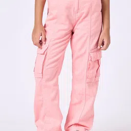 Ed-a-Mamma Girls Relaxed Fit Mid-Rise Cargo Style Stretchable Jeans-image-18