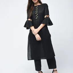 ANIYAH Women Pure Cotton Boat Neck Straight Kurta-image-42