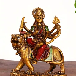 INTERNATIONAL GIFT Gold-Toned Goddess Durga Religious Idol Showpiece-image-46