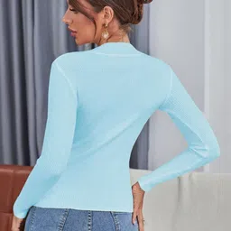 Kotty Women Ribbed High Neck Fitted Top image 5