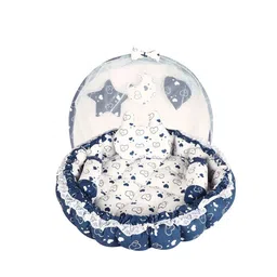 LOREM Infants 3 Pillow & Mosquito Protection Printed Round Shape Pure Cotton Baby Bed Set-picture-39