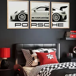 WALLLANE White Wood Set of 3 Rectangle Wall Art image 2