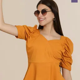 Mast & Harbour Women Pack Of 2 Puff Sleeve Peplum Top-picture-10