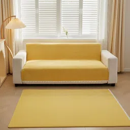 HOMETHREADS Yellow Embroidered Sofa Cover-picture-26