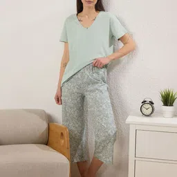 Trendyol Women Printed V Neck Night Suit-image-56