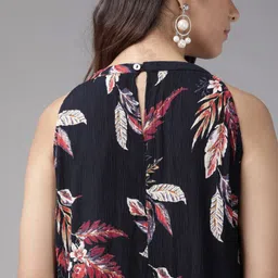 IKRASS Floral Print Crepe A-Line Midi Dress image 3