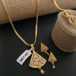 Niva Fashion Gold-plated Brass Pendent and matching Earing set-picture-15