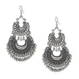 JMBW INTERNATIONAL Set Of 4 Silver-Plated Contemporary Beaded Oxidised Drop Earrings image 4