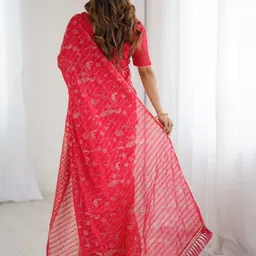 Siya Fashion Ethnic Motifs Foil Printed Saree With Unstitched Blouse Piece image 4