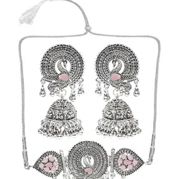 PUJVI Stone-Studded & Beaded Jewellery Set image 1