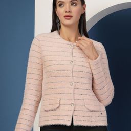 R.Code by The Roadster Life Co. Women Striped Round Neck Woollen Cardigan-picture-19