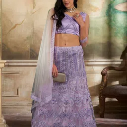 Kvsfab Embroidered Sequinned Semi-Stitched Lehenga & Blouse With Dupatta image 1