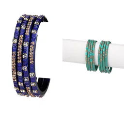 Somil Combo Glass Bangles For Women | Traditional Bangles Set | Daily, Festive & Party, Combo Of 2 Set, Blue, Multicolor image 1