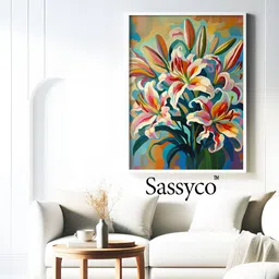 Sassyco Blue & Pink 1 Piece Canvas Floral and Botanical Wall Paintings-picture-10