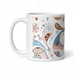 Mr UVD White & Blue Abstract Printed Ceramic Matte Mug 350 ml-picture-33