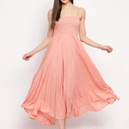 Aawari Women Smocked Fit & Flare Midi Dress-picture-39