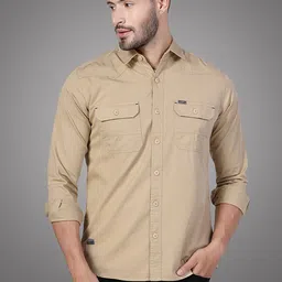 D Finish Men Smart Fit Solid Spread Collar Cotton Casual Shirt-image-41