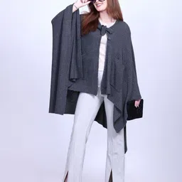 513 V-Neck Long Sleeves Acrylic Longline Shrug image 1