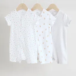 NEXT Infant Kids Pack of 3 Pure Cotton Rompers-picture-51