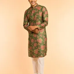 Diwas by Manyavar Floral Embroidered Mandarin Collar Kurta-picture-18