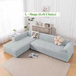 HOKIPO Grey 2 Pieces 280 GSM L Shape 6 Seater Anti Slip Sofa Cover With Arms-picture-24