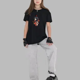 Uniplanet store Girls Typography Printed Extended Sleeves Applique T-shirt image 5