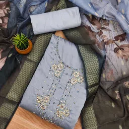 SAINOOR Embellished Pure Silk Unstitched Dress Material-picture-21