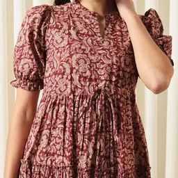 OTABU Print Puff Sleeve A-Line Midi Dress image 2