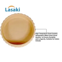 LASAKI Bubble 2Pcs Brown Ceramic Lightweight Round Big Flower Planter Trays image 3