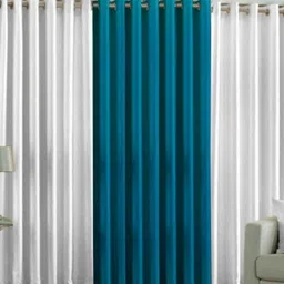 BELLA TRUE White & Teal 3 Pieces Door Curtains-image-90