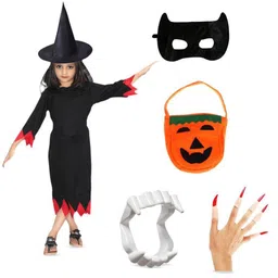 Kaku Fancy dresses Girls Halloween Witch Costume With Hat-picture-27