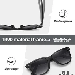 Arzonai Unisex Black Lens & Black Wayfarer Sunglasses with UV Protected Lens image 2