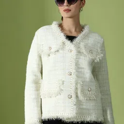 KALINI Checked V-Neck Woollen Pullover image 1