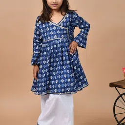 BAESD Girls Floral Printed Angrakha Pure Cotton Kurti with Sharara-picture-31