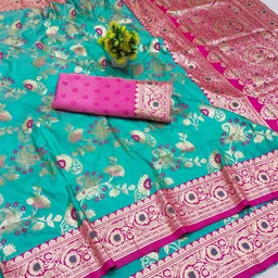 RATNAVALI Ethnic Motifs Zari Art Silk Heavy Work Banarasi Saree-picture-23