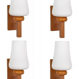 1ST TIME White & White Wood Contemporary Frustum Shaped Wall Lamp-picture-29