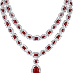 Atasi International Silver-Plated American Diamond & Crystals Studded Jewellery Set image 4