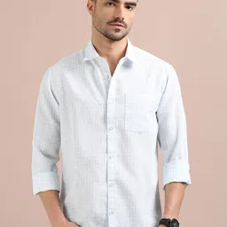 RIGS AND RAGS Men Textured Spread Collar Cotton Casual Shirt-image-89