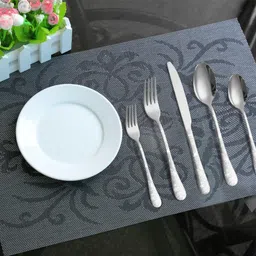 kitchease Silverware Table Spoons Set | 5-Pcs Flatware for Dinner, Party | Sterling Silver Stainless Steel Cutlery Set image 3