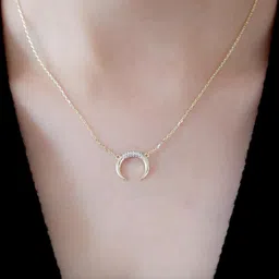 LOLO LePA Women Gold-Plated Crescent Moon Pendant with Link Chain-image-3