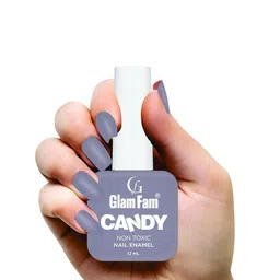 GlamFam Set Of 2 Candy Non Toxic Nail Enamel - 12 ml Each - Slate Grey 13 image 2