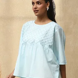 House of Chikankari Women Cotton Round Neck Top image 5