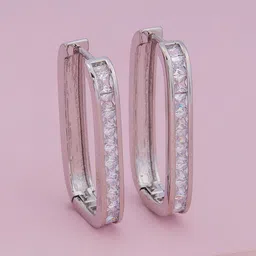 Kushal's Fashion Jewellery Rhodium-Plated Party Trendy Zircon Classic Hoop Earrings-picture-39